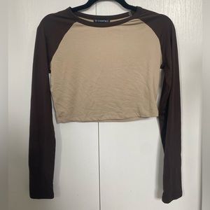 urban planet brown long sleeve crop top